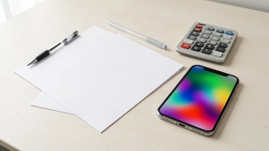 Documents et calculatrice pour vérifier un contrat